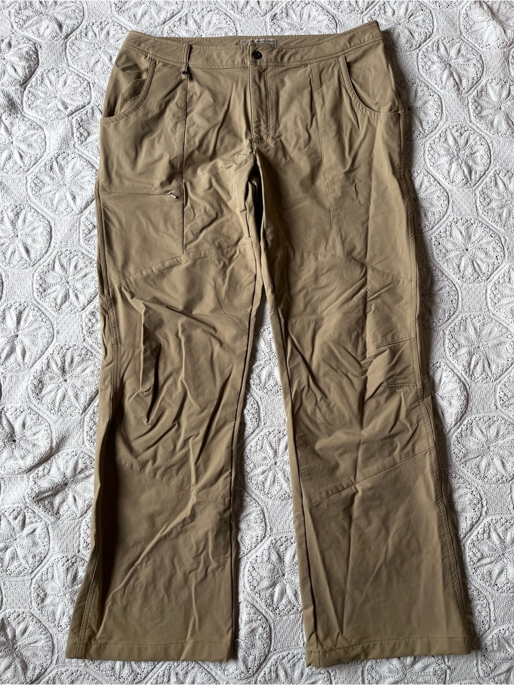 Gander Mountain hiking pants khaki tan women’s 14 water nylon outdoor granola